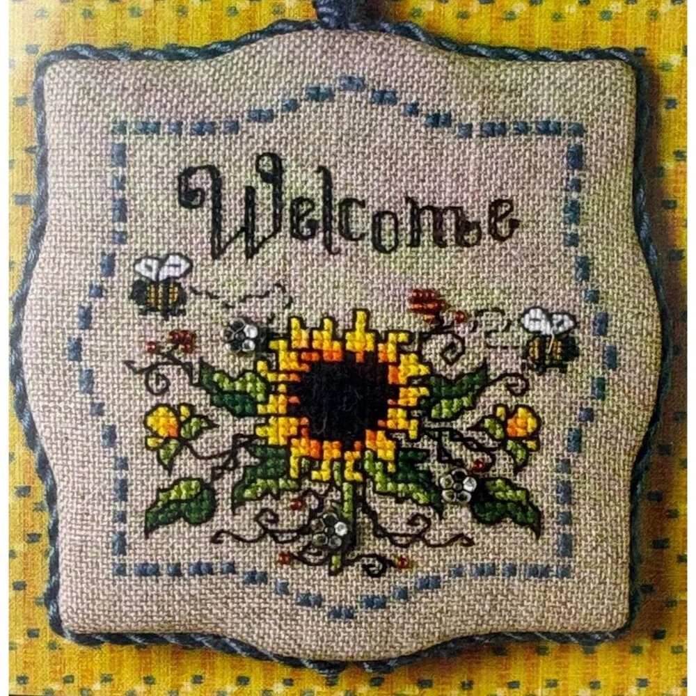 Sweetheart Tree Sunflowers Bumblebees Welcome Cross Stitch Kit Linen Beads 2011